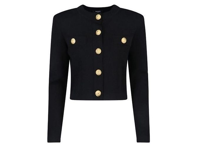 Balmain Cárdigan compacto de viscosa con cuello redondo Negro - vista 3