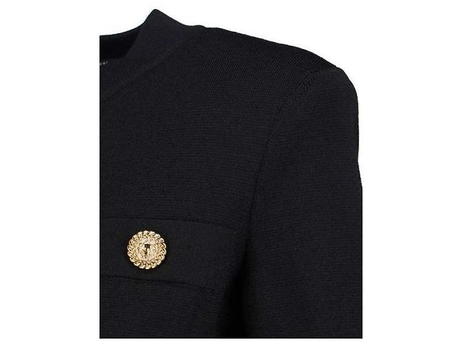 Balmain Cárdigan compacto de viscosa con cuello redondo Negro - vista 5