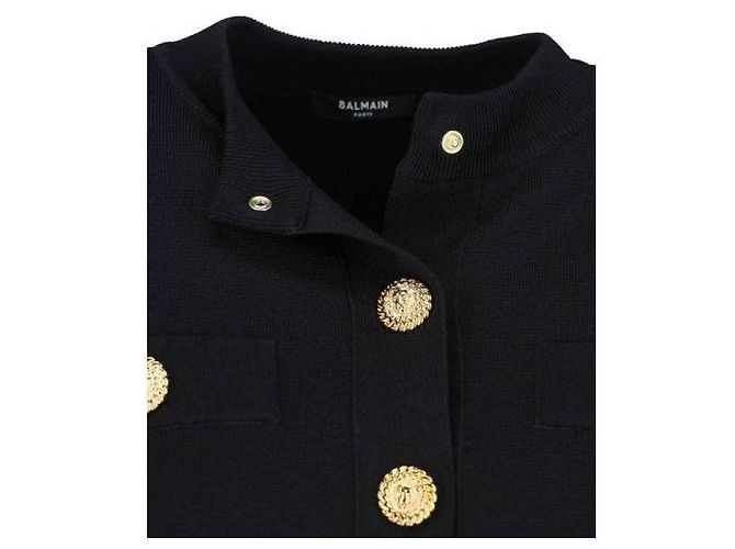 Balmain Cárdigan compacto de viscosa con cuello redondo Negro - vista 6