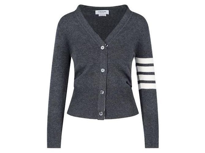 Thom Browne Klassischer V-Ausschnitt-Cardigan aus Kaschmir Braun - Ansicht 3