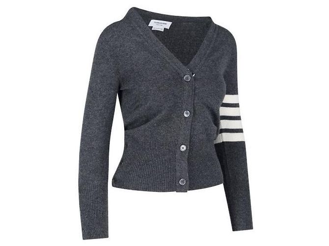 Thom Browne Klassischer V-Ausschnitt-Cardigan aus Kaschmir Braun - Ansicht 4
