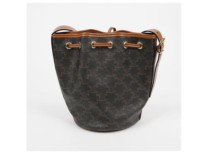 Céline Picca borsa a sacchetto Triomphe Canvas Khaki Marrone - vista 2