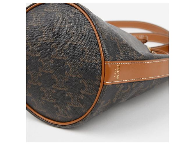 Céline Picca borsa a sacchetto Triomphe Canvas Khaki Marrone - vista 5