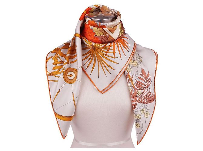 Hermès Sciarpa La Nature en Voyage Arancione - vista 10