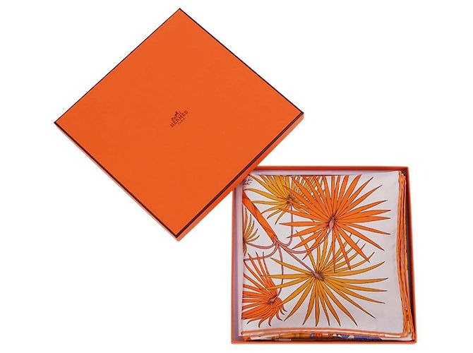 Hermès Sciarpa La Nature en Voyage Arancione - vista 11