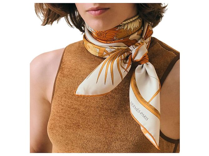 Hermès Sciarpa La Nature en Voyage Arancione - vista 4