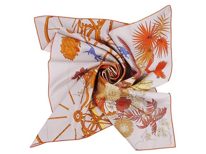 Hermès Sciarpa La Nature en Voyage Arancione - vista 8