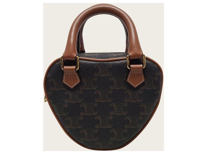 Céline Borsa a mano e crossbody media Triomphe Canvas Heart Tan Marrone - vista 2