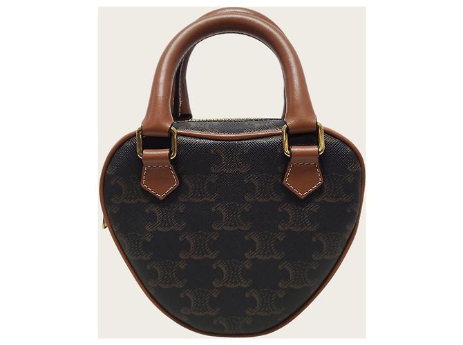 Céline Borsa a mano e crossbody media Triomphe Canvas Heart Tan Marrone - vista 6