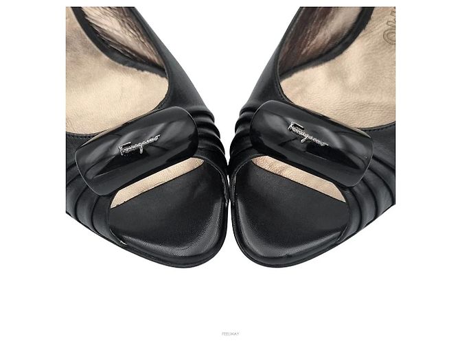 Salvatore Ferragamo Scarpe in pelle aperte Nero - vista 3