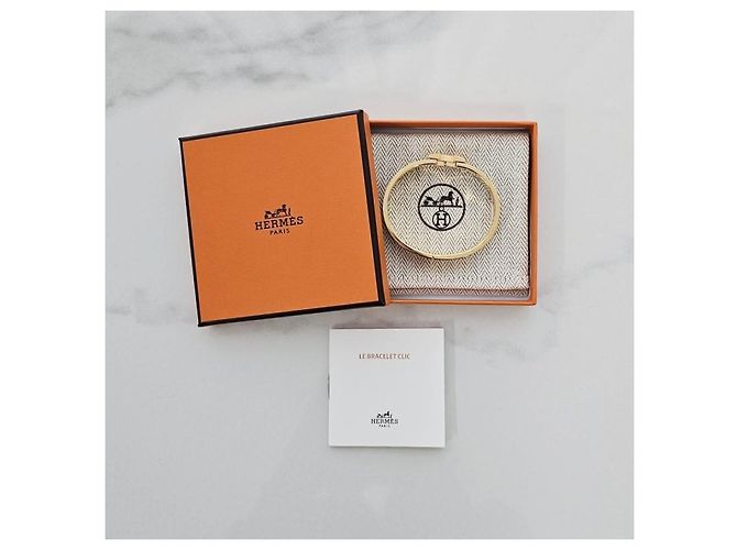Hermès Bracciale Rigido Click Blanc Gold White Bianco - vista 10