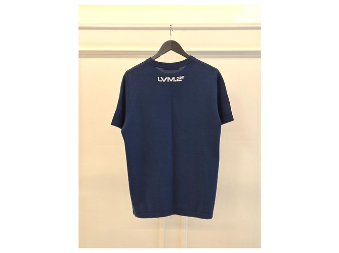 Louis Vuitton Baumwoll-T-Shirt mit Rundhalsausschnitt und kurzen Ärmeln Blau Zustand - Ansicht 5