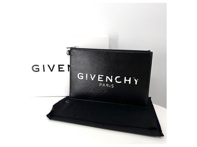 Givenchy Clutch Logo Canvas Black Nero - vista 2