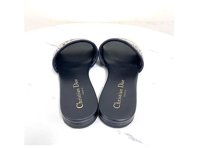 Dior Mule Slipper Dway in cotone ricamato Deep Blue - vista 7