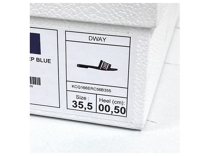 Dior Mule Slipper Dway in cotone ricamato Deep Blue - vista 8