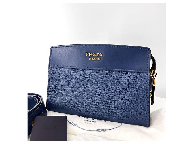 Prada Borsa a tracolla City in Saffiano Navy Blu - vista 2