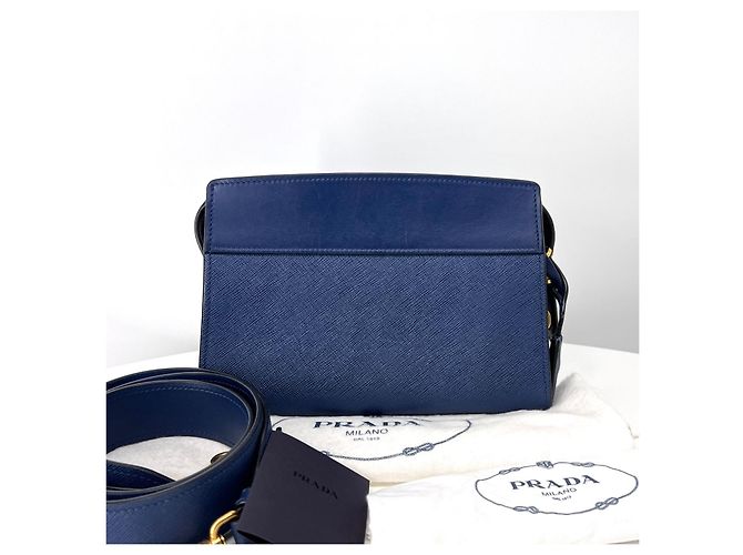 Prada Borsa a tracolla City in Saffiano Navy Blu - vista 3