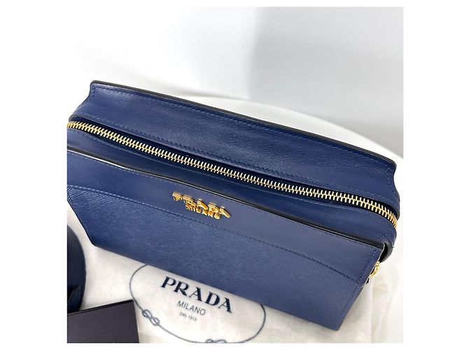 Prada Borsa a tracolla City in Saffiano Navy Blu - vista 4