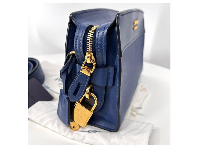 Prada Borsa a tracolla City in Saffiano Navy Blu - vista 5