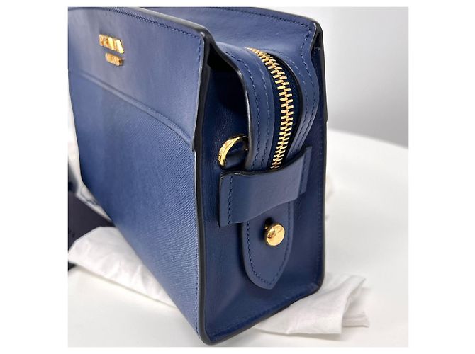 Prada Borsa a tracolla City in Saffiano Navy Blu - vista 6