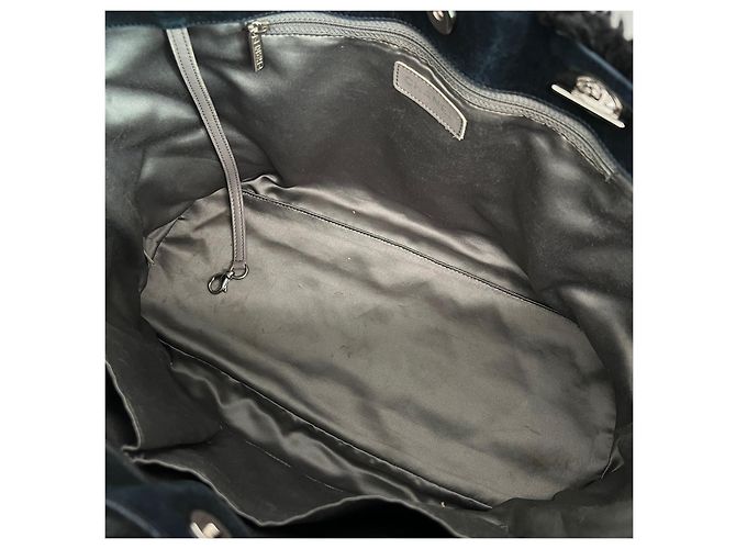 Chanel Borsa Shopper a Spalla in Tweed e PVC con Catena Nera Nero - vista 8