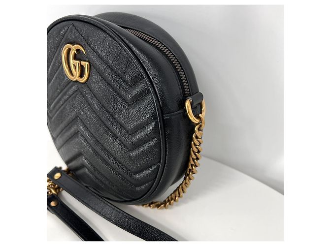 Marmont Gucci Borsa a Tracolla Mini Round Tambourine Nera Nero - vista 10