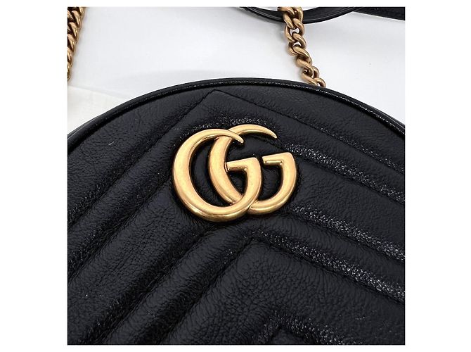 Marmont Gucci Borsa a Tracolla Mini Round Tambourine Nera Nero - vista 7