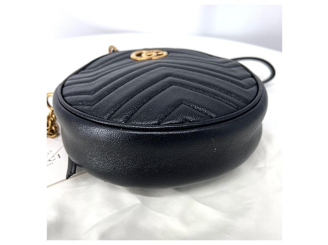 Marmont Gucci Borsa a Tracolla Mini Round Tambourine Nera Nero - vista 8
