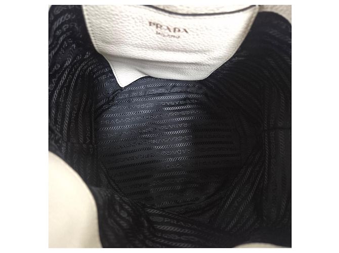 Prada Borsa Bucket Crossbody Vitreous Dino White Bianco - vista 10