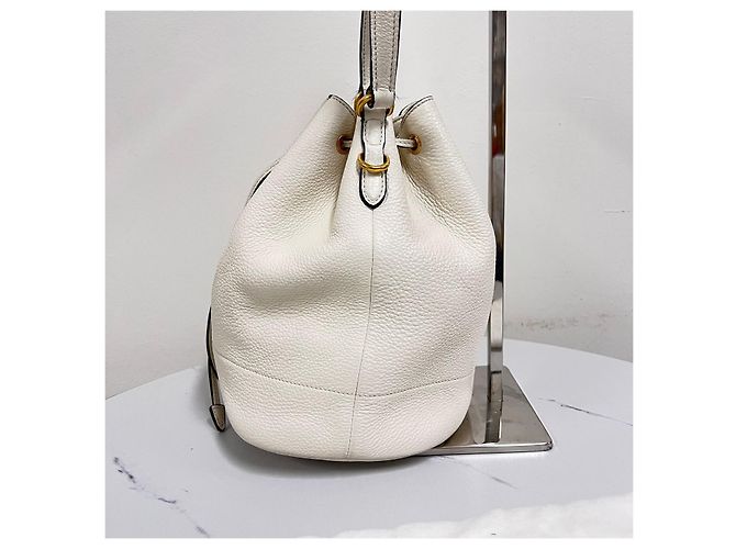 Prada Borsa Bucket Crossbody Vitreous Dino White Bianco - vista 8