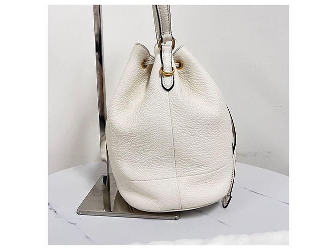 Prada Borsa Bucket Crossbody Vitreous Dino White Bianco - vista 9