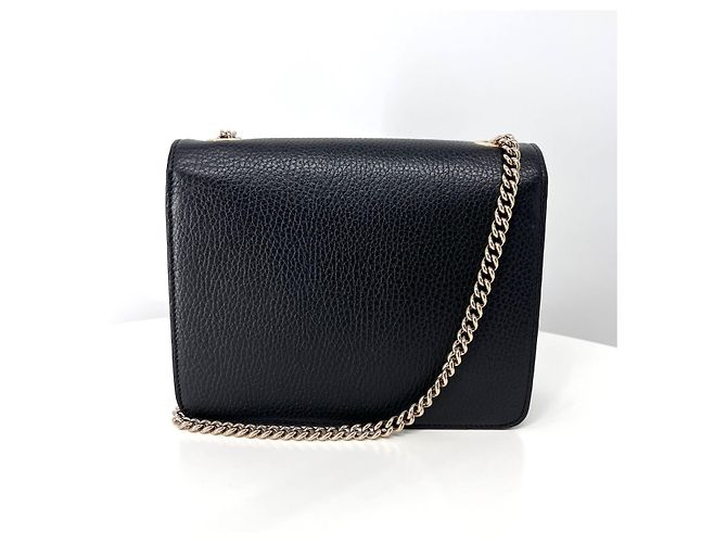 Gucci Bolsa Crossbody de Corrente Entrelaçada Preta Preto - vista 2