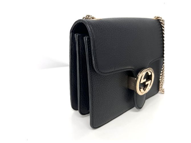 Gucci Bolsa Crossbody de Corrente Entrelaçada Preta Preto - vista 6