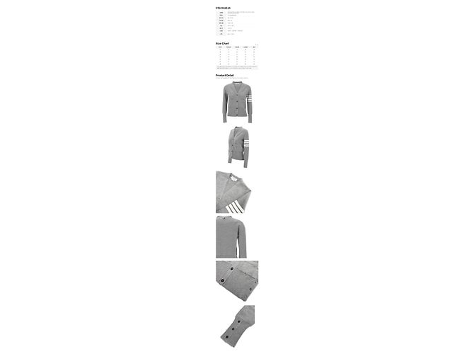 Thom Browne Milan Classic V-Ausschnitt Wollcardigan Hellgrau Braun - Ansicht 2