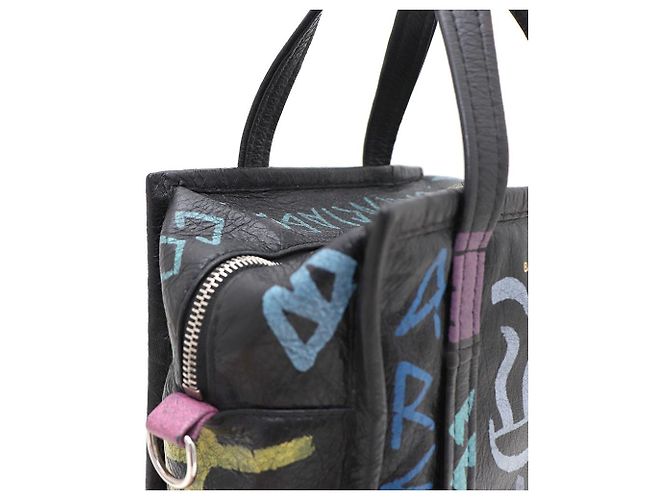 Balenciaga Borsa a mano e a tracolla Graffiti Bazaar XS Nero - vista 5