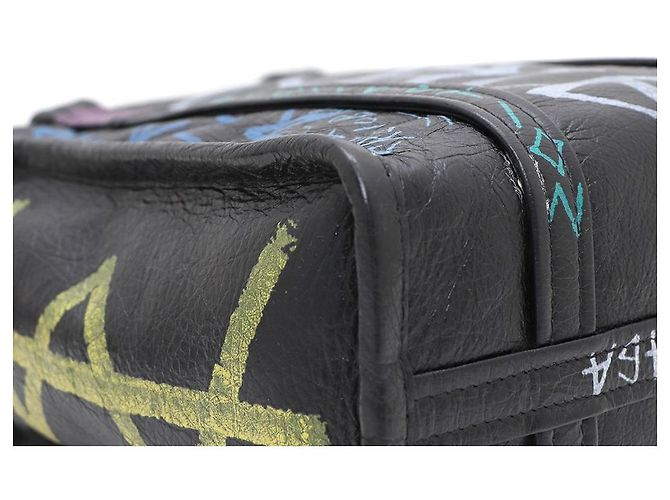 Balenciaga Borsa a mano e a tracolla Graffiti Bazaar XS Nero - vista 6