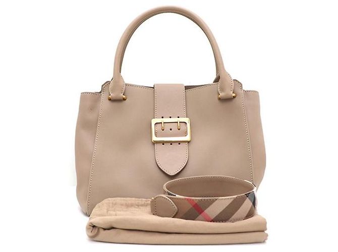 Burberry mala Tote e mala de ombro com fivela em couro granulado Marrom - vista 10