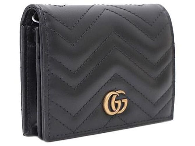 Gucci Cartera GG Marmont Chevron Negro - vista 2