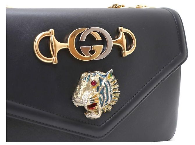 Gucci Borsa a tracolla e crossbody con catena media Tiger Head Nero - vista 6