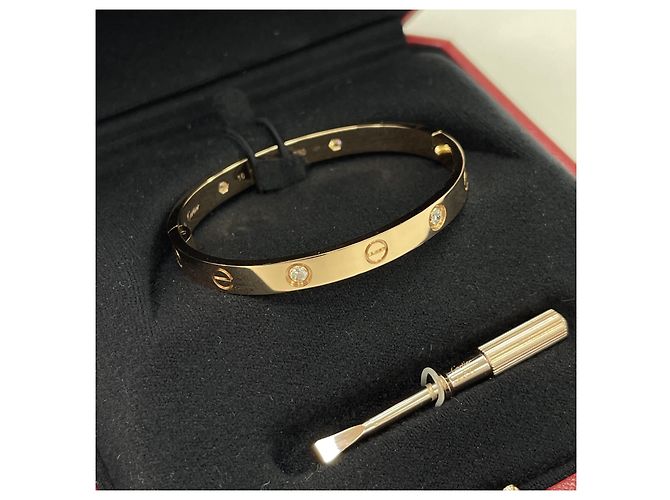 Cartier Bracciale LOVE Classic Semi-Pave Oro Rosa - vista 7