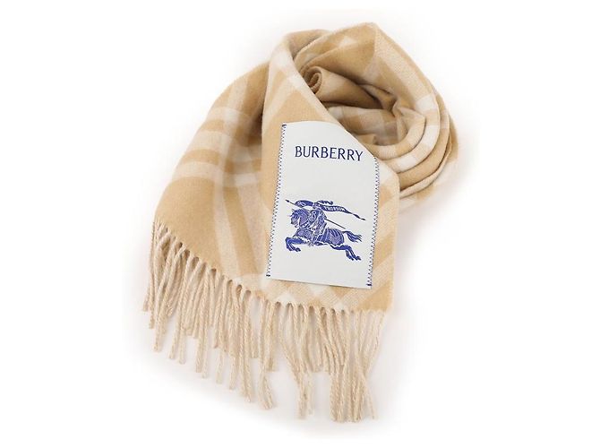 Sciarpa Burberry Check in cashmere beige sabbia Marrone - vista 3