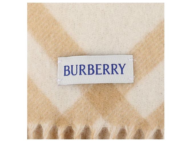 Sciarpa Burberry Check in cashmere beige sabbia Marrone - vista 9