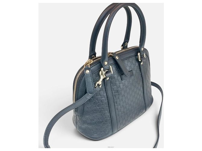Gucci Mini Dome Tote Bag e Borsa a Tracolla Micro GG Blu - vista 3