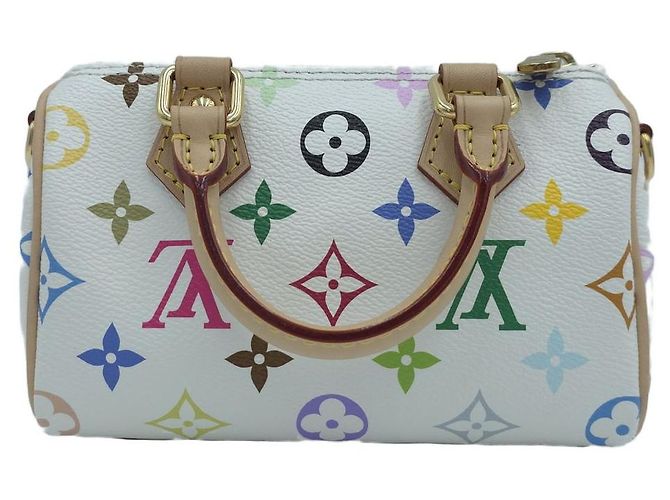 Louis Vuitton Borsa Tote Nano Speedy Takashi Murakami Multicolor White Borsa a Tracolla Mini Bag Bianco - vista 12
