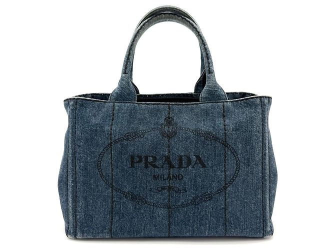 Prada Borsa Tote/Borsa a Tracolla Denim Kanapa Blu - vista 4