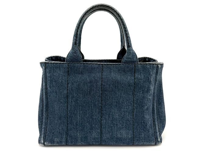 Prada Borsa Tote/Borsa a Tracolla Denim Kanapa Blu - vista 5