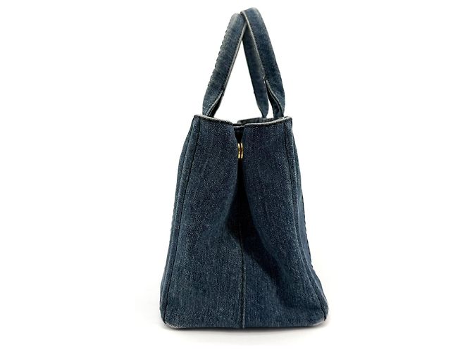 Prada Borsa Tote/Borsa a Tracolla Denim Kanapa Blu - vista 6