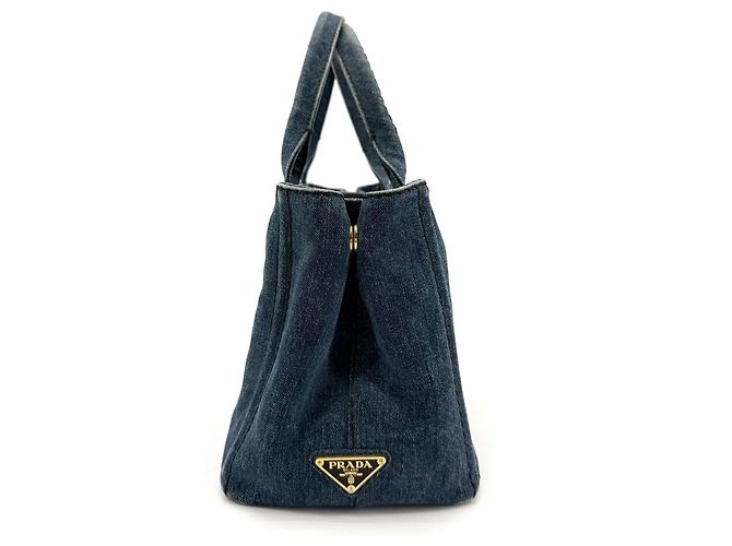 Prada Borsa Tote/Borsa a Tracolla Denim Kanapa Blu - vista 7