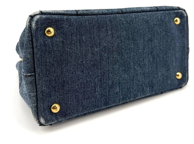 Prada Borsa Tote/Borsa a Tracolla Denim Kanapa Blu - vista 8