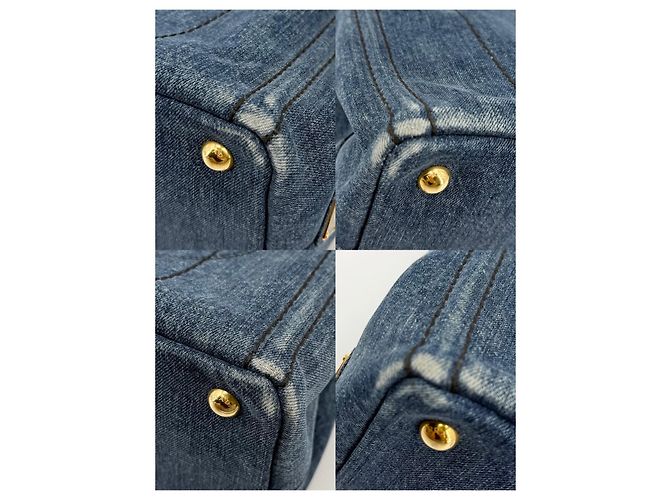 Prada Borsa Tote/Borsa a Tracolla Denim Kanapa Blu - vista 9